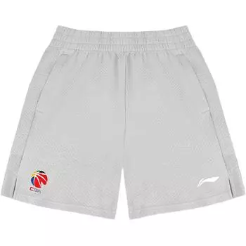 Li Ning CBA Летние Дышащие Влагоотводящие Хлопковые Свободные Тренировочные Шорты для Баскетбола Унисекс шорты Белый-Березовый-Серый AKSV833-2 S