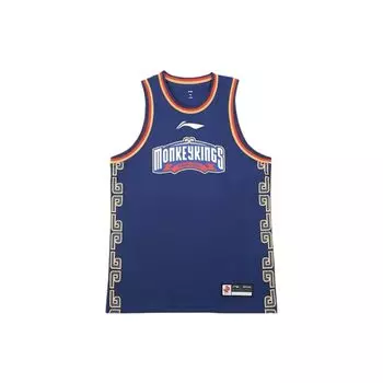 Li Ning CBA Nanjing Tongxi Баскетбольная майка Tongxi League Edition Выездная баскетбольная жилетка Мужская майка Темно-синяя AAYS381-2 XL