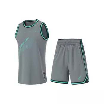 Li-Ning CBA Профессиональная баскетбольная серия с буквенным принтом и логотипом, влагоотводящий, быстросохнущий баскетбольный комплект, мужская спортивная одежда, темно-серый AATU019-8 L