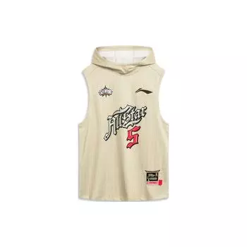 Li Ning CBA Professional Basketball Series Logo Letter Print Quick-Dry Hoodie без рукавов Мужские толстовки Moonlight-Gray AVST101-2 M