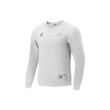 Li-Ning CBA Профессиональная баскетбольная серия с принтом логотипа, теплый пуловер с круглым вырезом, мужская толстовка цементно-серого цвета AWDT863-6 M