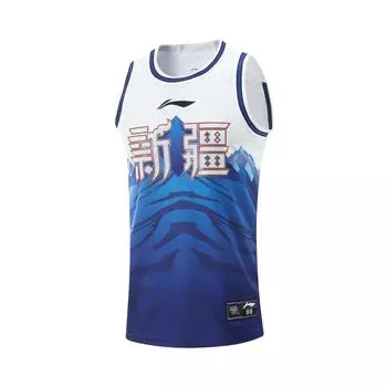 Li Ning CBA Series 24-25 Season Xinjiang Guanghui Fan Edition Letter Print Round Neck Sports Casual Basketball жилет для мужчин жилеты Dream-Blue AAYU571-1 L