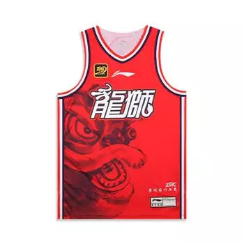 Li Ning CBA Series 24-25 Season Dragon Lion Fan Version свитер с V-образным вырезом и напечатанным логотипом удобная и быстросохнущая баскетбольная спортивная майка AAYU517-1 M