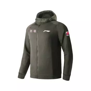 Li Ning CBA Series 24-25 Сезон Xinjiang Team Однотонный кардиган с капюшоном на молнии Удобный дышащий кардиган Толстовка Мужская толстовка Серо-серый AWDUG57-2 M