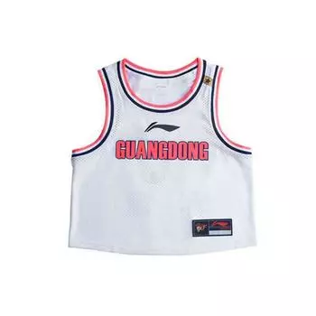 Li Ning CBA Series Alliance Edition без рукавов дышащий свободный спортивный трикотаж женский топ стандартный-белый AAYRB04-1 L