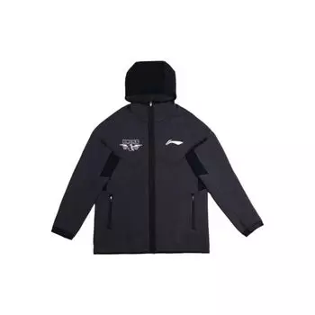 Li Ning CBA Series Beijing Team Outdoor Casual Sports Long Zipper Hooded Jacket Men jackets Black AWDTD65-1 M