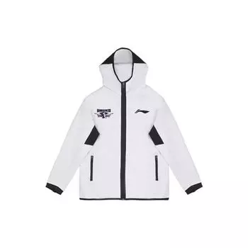 Li Ning CBA Series Beijing Team Повседневная спортивная куртка с капюшоном на молнии Мужские куртки Белые AWDTD65-2 L