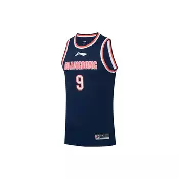 Li Ning Cba Series Буквенный логотип с принтом вокруг шеи в гостях Джерси Cba23 Season Guangdong Hongyuan Yi Jianlian 9 Джерси Мужской трикотаж Синий AAYS495-2 S