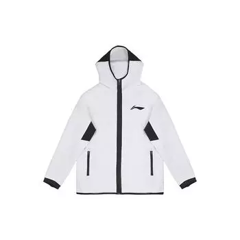 Li Ning CBA Series Casual Sports Hooded Zip-Up Long Sleeve Jacket Men Jackets White AWDSJ33-2 L