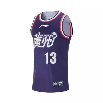 Li Ning CBA Series Dragon Lion Guo Ailun спортивная мода круглый вырез логотип буква баскетбольная майка мужские топы Foshan-Blue AAYUA73-1 M