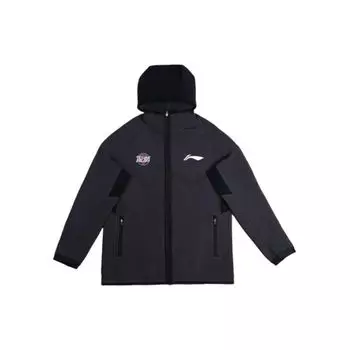 Li Ning CBA Series Guangzhou Team Outdoor Casual Sports Jacket Zip-Up Hooded Long Sleeve Jacket Men Jackets Black AWDTD49-1 M