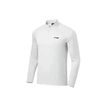 Li-Ning CBA Series Однотонный, быстросохнущий, с воротником-стойкой, с застежкой-молнией на половину длины, трикотажный свитер, мужская толстовка, светло-серая AAEU005-3 XL