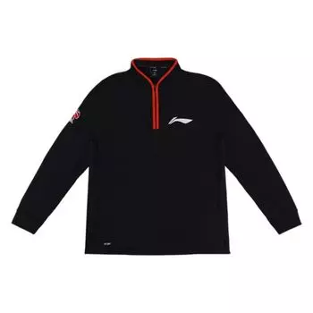 Li Ning CBA Series Professional Basketball Casual Stand Collar Pullover Long Sleeve T Shirt Men Tops Black ATLT135-1 M