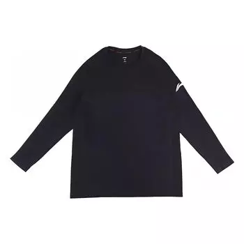 Li Ning CBA Series Professional Basketball Casual Round Neck Pullover Long Sleeve Hoody Men sweatshirt Black ATLT133-1 S