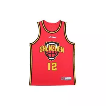 Li Ning CBA Series Professional Basketball Fan Edition 23-24 Shenzhen Marco Polo Team Classic Gu Quan 12 Джерси Мужская джерси Красный AAYTB93-2 M