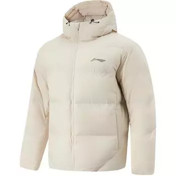 Li Ning CBA Series Professional Basketball Series Спортивная повседневная простая однотонная свободная хлопковая куртка с капюшоном Мужские куртки овсяно-серого цвета AJMU087-5 XL