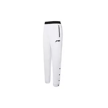 Li Ning Cba Sports Training Logo Print Drawstring Loose Fit Брюки унисекс Брюки Белые AKLSE99-2 L