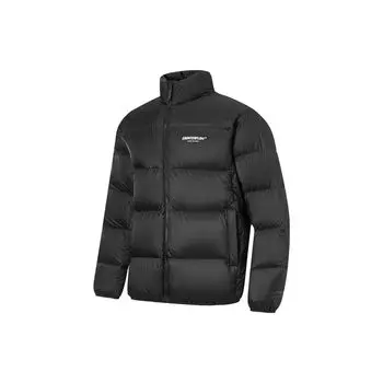 Li-Ning CF Adventure Series Bold Fun Wild Letter Print Stand Collar Loose Short Down Jacket Unisex Upperwear Black AYMT275-1 S