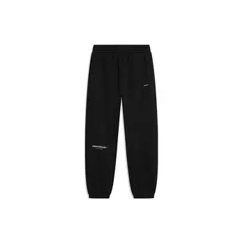 Li Ning CF Adventure Series Bold Fun Wild Letter Print Cuffs Loose Fleece Knit Sports Брюки мужские Брюки черные AKLTA99-1 M