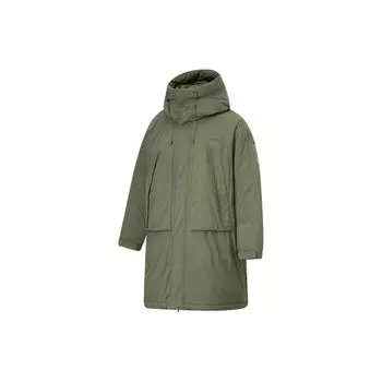 Li Ning CF Adventure Series Casual Solid Color Hooded Waterproof Loose Long Down Jacket Unisex Upperwear Muddy-Olive-Green AYMT279-2 L