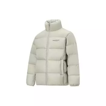 Li-Ning CF Adventure Series свободная короткая пуховая куртка с буквенным принтом унисекс куртка каменно-серого цвета AYMT275-3 M