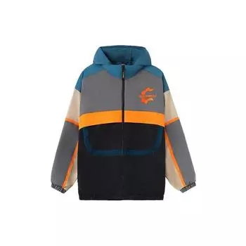 Li Ning CF Color Block свободная куртка с капюшоном куртка унисекс черная AJDR494-2 S