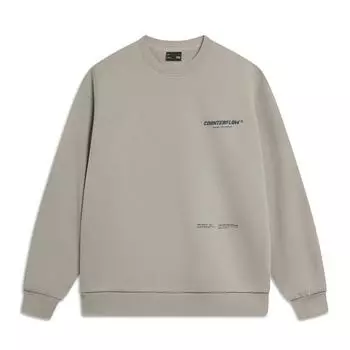 Li Ning CF Comfort Casual Round Neck Pullover Свободный флисовый теплый свитшот с буквенным принтом Унисекс свитшот Stone-Grey AWDUF95-2 M