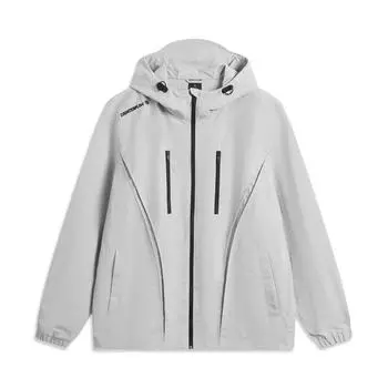 Li Ning CF Comfort Повседневная Простая Свободная Толстовка с Капюшоном Водоотталкивающая Спортивная Ветровка Мужская Верхняя Одежда Кирпично-Серая AFDV349-3 S