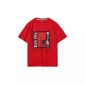 Li-Ning CF Earth Seven Days футболка с короткими рукавами, топы унисекс, красный бык AHSQ374-4 M
