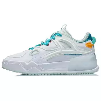 Li Ning CF Flash Star Удобные повседневные амортизирующие легкие нескользящие дышащие низкие кроссовки женские кроссовки белые синие AGCR290-2 35
