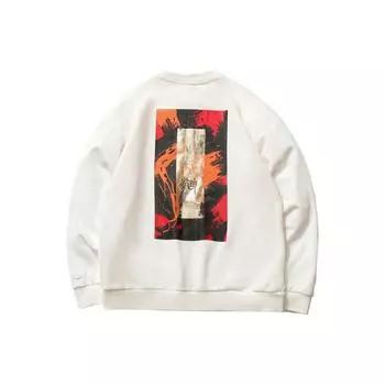Li Ning CF Flow Series Cow Turns The Universe Printed Crew Neck Pullover Sweatshirt Men Sweatshirt Off-White AWDR290-2 XS