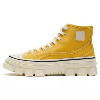 Li Ning CF Flow Trendy Casual Non-Slip Wear Resistance Support High Top Sports Shoes Unisex Sneakers Yellow AGCS206-7 37