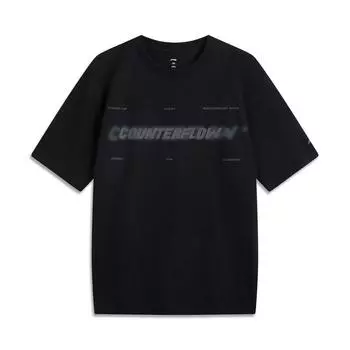 Li Ning CF Футболка с круглым вырезом, удобная, дышащая, универсальная, свободного кроя, с коротким рукавом, мужская, топы, черная ATSV191-1 S