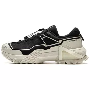 Li Ning CF Hiking Pro Модные Удобные Прочные Водонепроницаемые Дышащие Кроссовки для Хайкинга с Низким Верхом Унисекс Кроссовки для Хайкинга Черно-Белые AHTU017-10 40