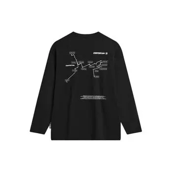 Li Ning CF Letter Print Casual Sports Crew Neck Pullover Long Sleeve T Shirt Men Tops Black ATLU113-1 M