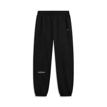 Li Ning CF Letter Print Casual Tapered Loose Knit Sports Pants Men bottoms Black AKLUD15-1 L