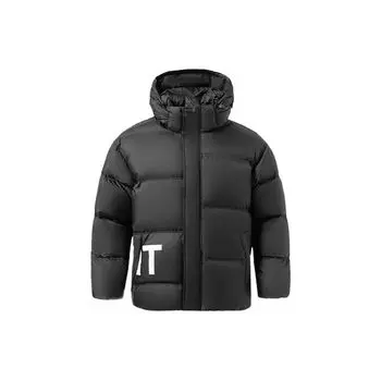 Li Ning CF Letter Print Теплая куртка-пуховик с капюшоном унисекс верхняя одежда черного цвета AYMR504-2 M