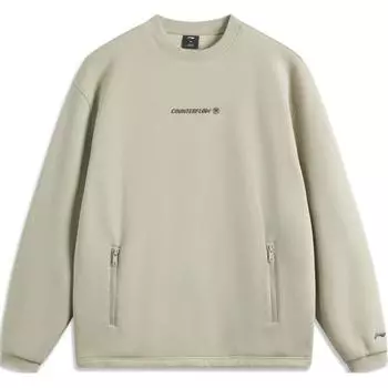Li Ning CF Letter Round Neck Long Sleeve Fleece Теплая мужская толстовка с капюшоном Lime AWDU957-1 S