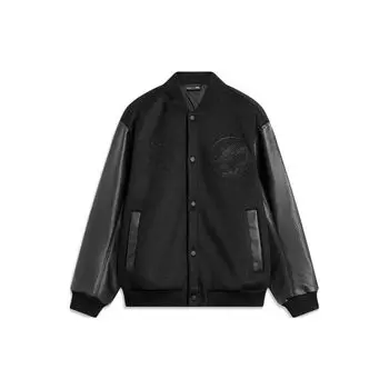 Li Ning CF Logo Letter Print Однобортная свободная бейсбольная куртка унисекс куртки черного цвета AJDU253-1 3XL