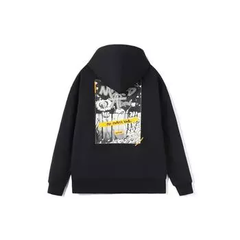 Li Ning CF Mars Cartoon Print Теплая флисовая толстовка с капюшоном унисекс черная AWDRD69-1 S