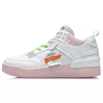 Li Ning CF New Series Classic Casual Non-Slip Lightweight Mid Top Skate Shoes Women Sneakers White Pink AGCR112-1 37