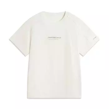 Li Ning CF Однотонная футболка Cool Comfort с защитой от солнца, быстросохнущая, с коротким рукавом, женская футболка, молочно-белая ATSV194-2 S