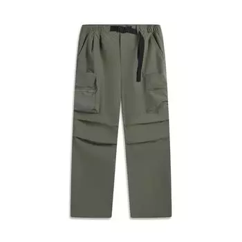 Li Ning CF Однотонные брюки средней посадки, удобные, дышащие, универсальные, водоотталкивающие, прямые, повседневные, мужские, низ, чайный зеленый AYKV203-2 S