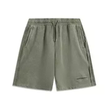 Li Ning CF Outdoor Однотонные шорты с вышивкой и маленьким логотипом Повседневные шорты Мужские шорты Чайно-зеленый AKSV223-1 S