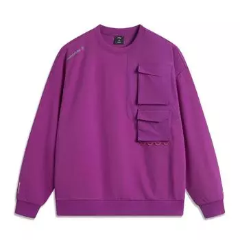 Li Ning CF Outdoor Series однотонная круглая горловина удобная дышащая универсальная повседневная флисовая теплая толстовка унисекс AWDU955-5 M