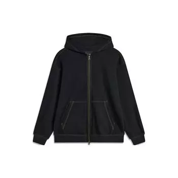 Li Ning CF Outdoor Series однотонная повседневная спортивная куртка на молнии с капюшоном, свободная куртка с длинным рукавом, унисекс, черные куртки AWDU807-1 M