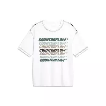 Li Ning CF Playful Attitude Letter Print Sports Knit Cube Neck Short Sleeve T Shirt Men Tops Standard-White ATSU613-2 S