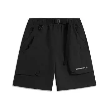 Li Ning CF Повседневные Простые Водоотталкивающие Однотонные Быстросохнущие Спортивные Шорты Мужские шорты Черный AKSV241-4 S