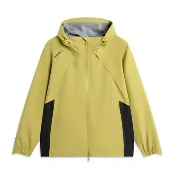 Li Ning CF Простая куртка с капюшоном и принтом букв, удобная, на молнии, ветрозащитная, водоотталкивающая, мужская куртка, смешанный желтый AEMV003-3 S