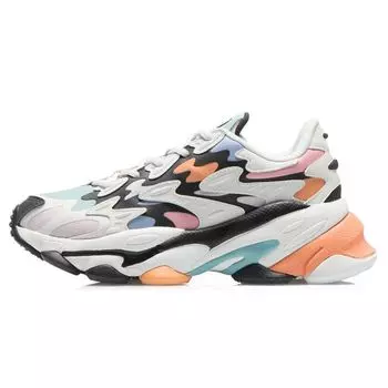 Li Ning CF противоскользящие прочные низкие спортивные повседневные туфли женские кроссовки белые синие AGLR166-1 38